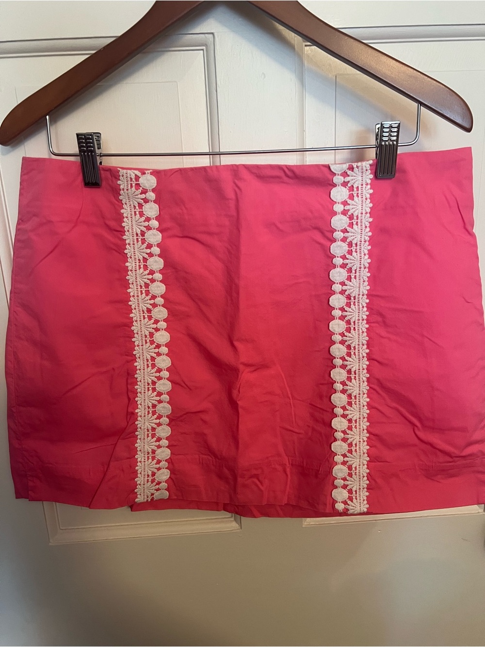 Lilly Pulitzer Hot Pink Mini Skirt with White Lace Trim